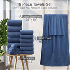 Hailea 18 Piece Family Bath Towel Set Include 6 Bath Towels, 6 Hand Towels and - Image 4