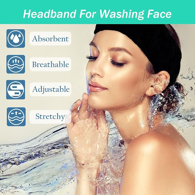 Microfiber Spa Headband 3-Pack, Soft Terry Cloth Headband - Image 2