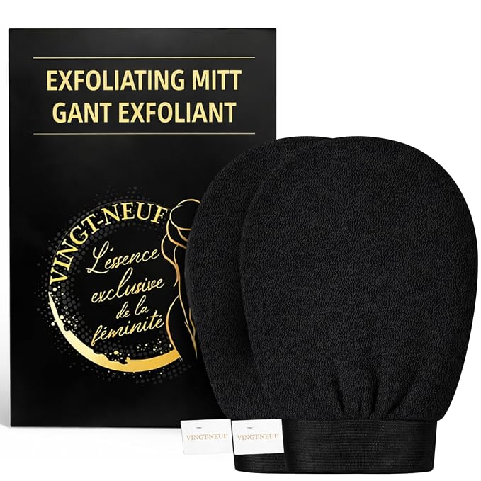 Premium Exfoliating Gloves for Shower 1Pc, 100% Viscose Deep Exfoliating Body by VINGT-NEUF