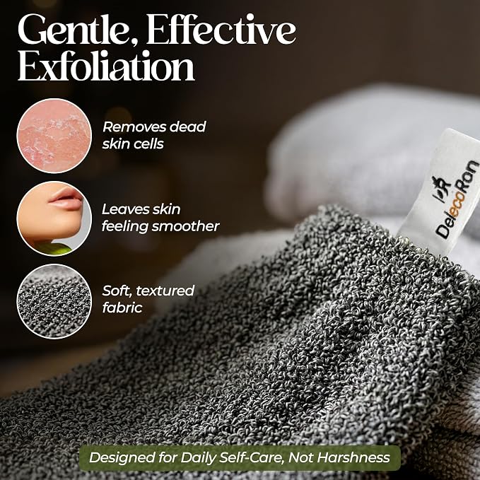 Body Exfoliator Set – Back Scrubber Strap & Exfoliating Glove, 3 Piece Shower - Image 2