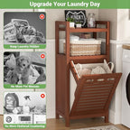 Homykic Tilt Out Laundry Hamper, 10 Gal Bamboo Laundry Storage Cabinet - Image 5