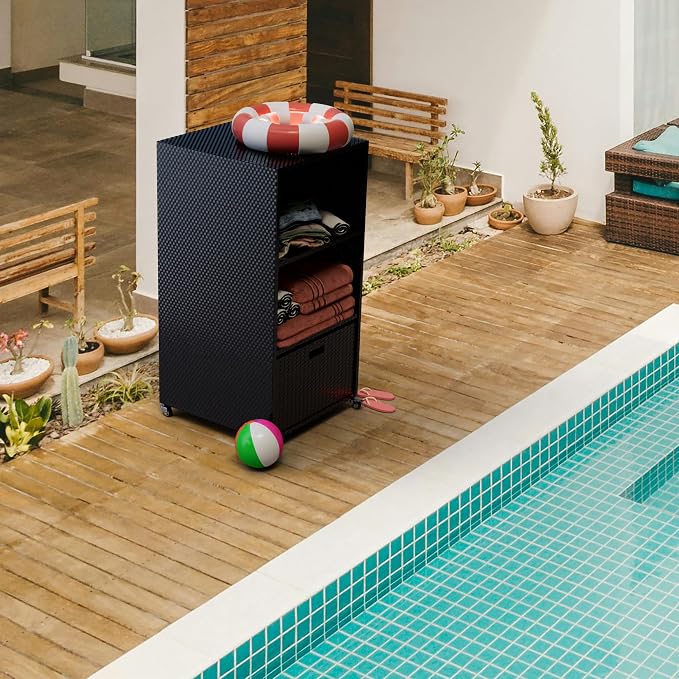 HOOYEAH Pool Towel Rack Outdoor, Waterproof PE Plastic Rattan Wicker Pool - Image 5
