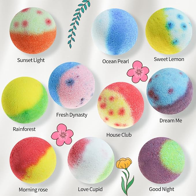 Bath Bombs Gift Set, 10 Organic Bubble Bombs, - Image 2