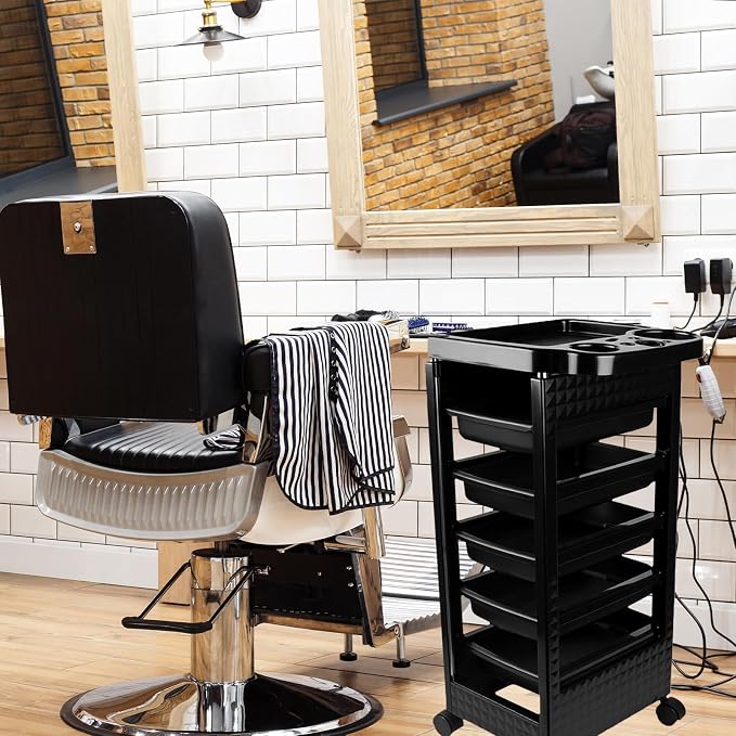 Salon Trolley Cart with Wheels & 5 Drawers, Salon Rolling Stations - Image 6