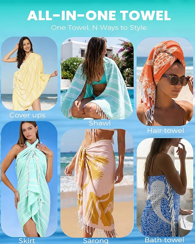 Antfuny 2 Pack Turkish Beach Towel Quick Dry Absorbent Lightweight Thin - Image 7