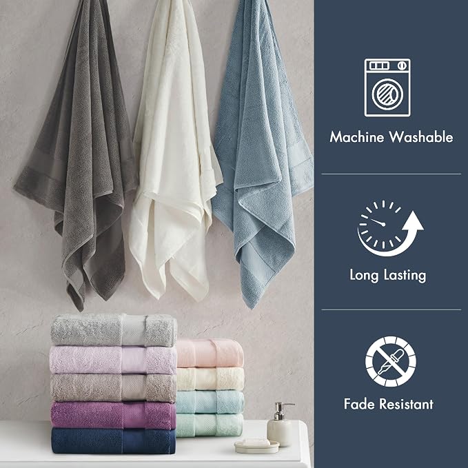 Madison Park Turkish 100% Cotton Towel Set, 600Gsm Luxury Premium Weight - Image 6