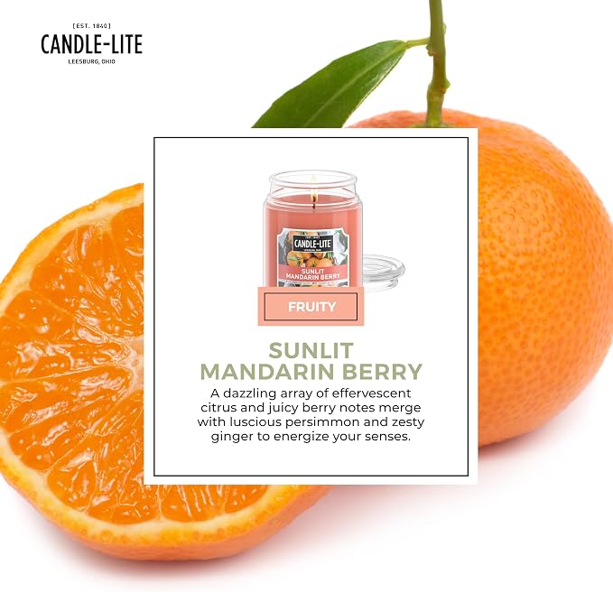 Candle-lite Scented Candles, Sunlit Mandarin Berry, 18 oz Jar, Proudly Poured - Image 5