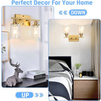 ShineTech 2-Light Gold Bathroom Vanity Fixtures, Modern Wall Lighting - Image 5