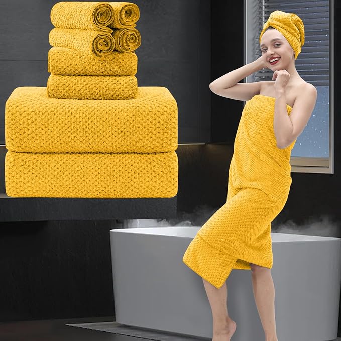 8 Piece Bathroom Towel Set |2 Oversized Bath Towels, 2 Hand Towels, 4 by MAGGEA