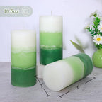 Pillar Candles 3x6 Inch Eucalyptus Scented Hand-Poured 3-Layers Green Gradient - Image 4