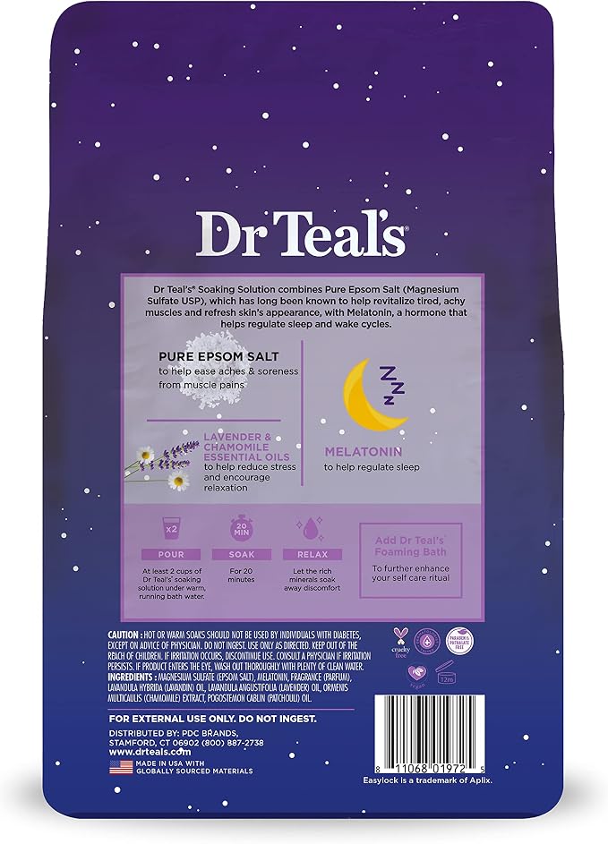 Dr Teal's Epsom Salt Soak, Lavender & Chamomile, 3 lbs | Pack of 2 | Sleep - Image 11