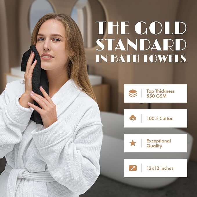 White Classic Black Washcloths Set - Image 2