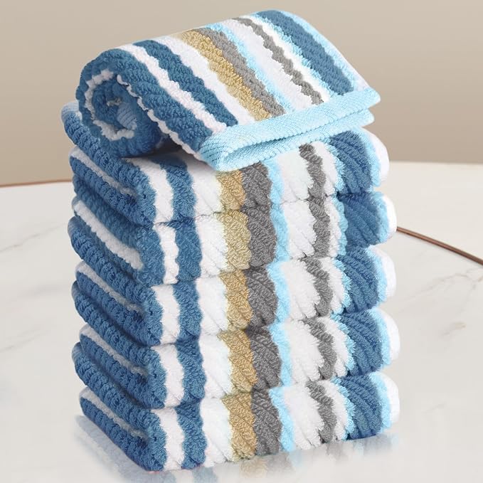 VOOVA & MOVAS Striped Wash Cloths Set, Luxury Towel Set by VOOVAMOVAS