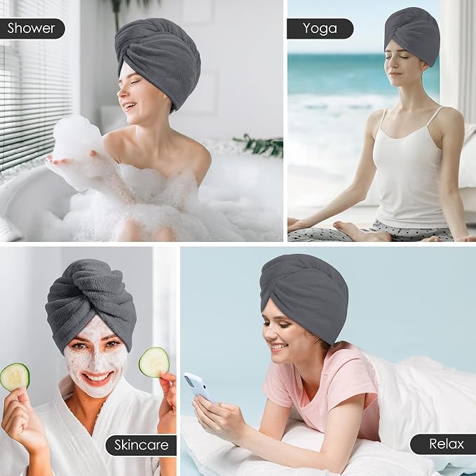TENSTARS 5 Pack Thicken Microfiber Hair Towel Wrap - Image 6