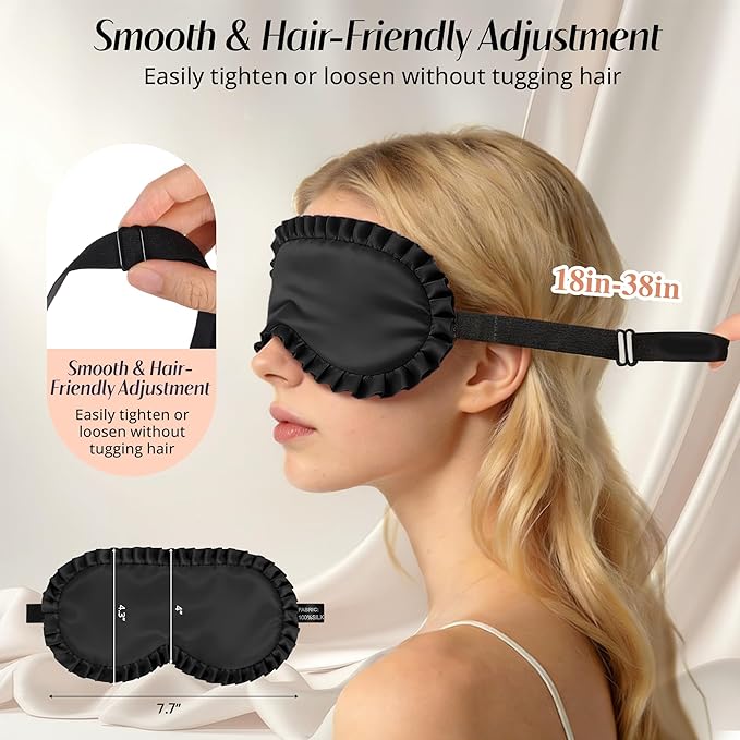 Silk Sleep Mask for Women: 100% Mulberry Silk Eye Mask, Soft Wavy Edge Eye - Image 5