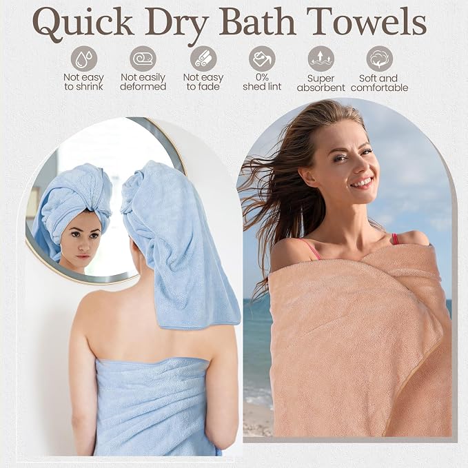 VitalCozy Set of 6 Large Bath Towels - Image 4