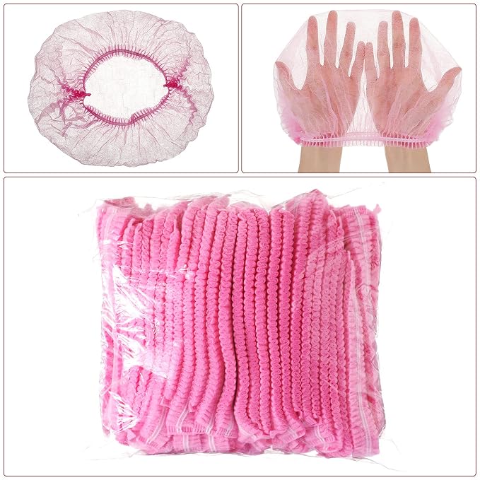 100 Pcs Disposable Nonwoven Bouffant Caps 21 Inch Hair Net Elastic Cap Hair - Image 2