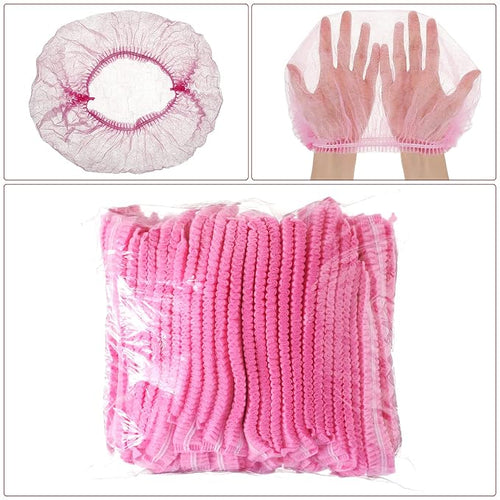 100 Pcs Disposable Nonwoven Bouffant Caps 21 Inch Hair Net Elastic Cap Hair - Image 2