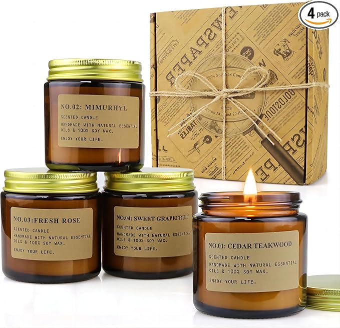 YFYTRE 4 Pack Scented Candle Set Soy Wax Candles, Aromatherapy Candles by Unknown