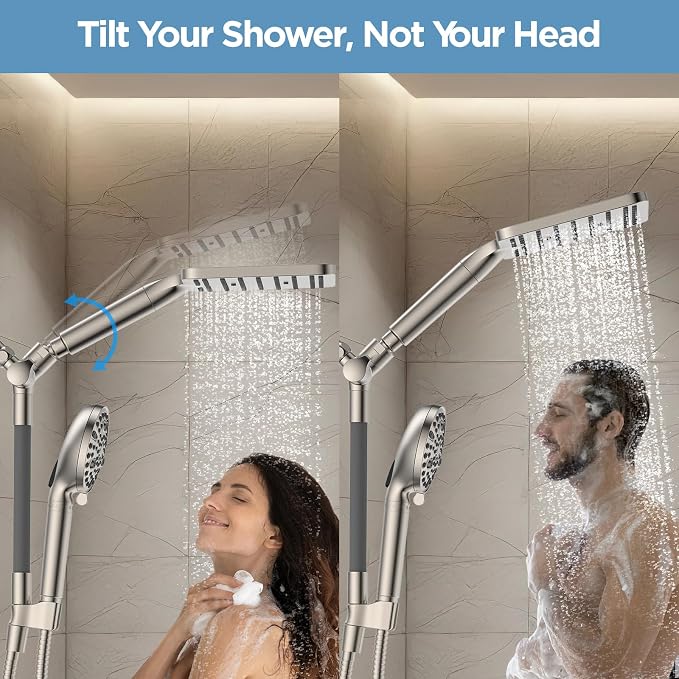 MakeFit Dual Filtered Rain Shower Head Combo, High Pressure Handheld Shower Head - Image 2