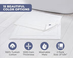 Hawmam Linen White Bath Mats, 21 x 34 inches, Banded Design, Highly Absorbent - Image 3