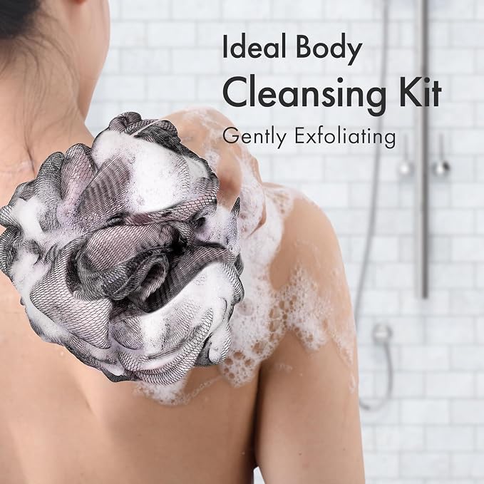 AmazerBath Charcoal Loofah Sponge, Shower Loofah 60g/PCS - Image 4