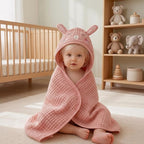 Blissful Diary Muslin Baby Hooded Towel 1 Pack, Soft & Absorbent Bath Towel - Image 6