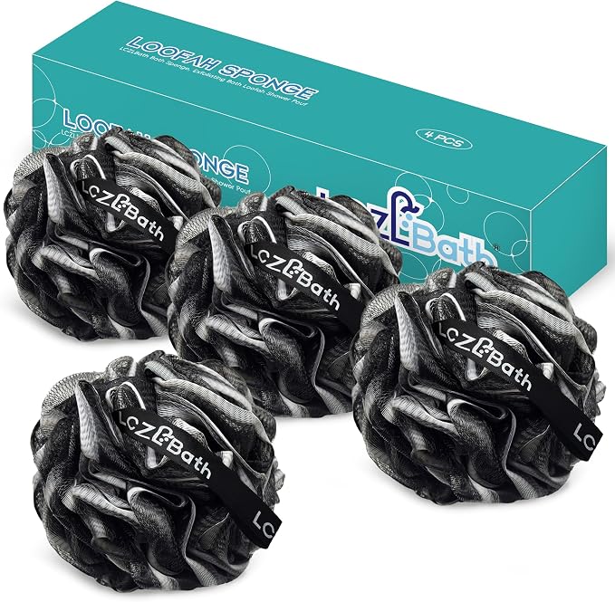 Shower Loofah 4PCS Soft Bath Body Sponge 60g Loofa Set Thick Wash Puffs by LCZLBathOfficial