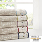 Madison Park Serene 100% Cotton Bath Towel Set Luxurious Floral Decorative - Image 6