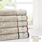 Madison Park Serene 100% Cotton Bath Towel Set Luxurious Floral Decorative - Image 6