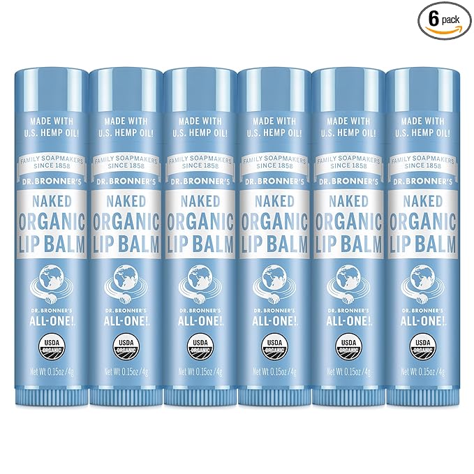 Dr. Bronner’s Organic Lip Balm 6-Pack Natural, Moisturizing, Petroleum-Free Lip by DrBronners