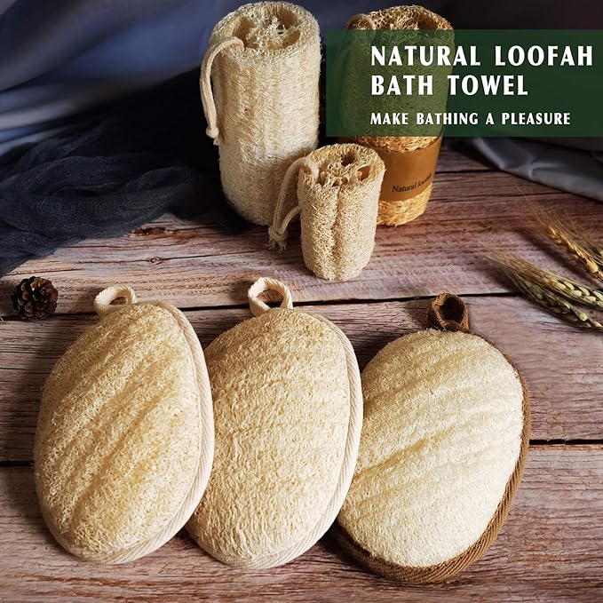 YIQINGJIE Natural Loofah Sponge Exfoliating Body Scrubber, Made - Image 7