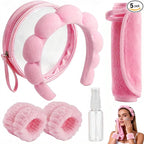Real Perfection Spa Headband for Washing Face, Skincare Headband Wristband Set by Real+Perfection