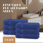 White Classic Wealuxe Navy Blue Bath Towels 24x50 Inch, Cotton Towel Set - Image 4