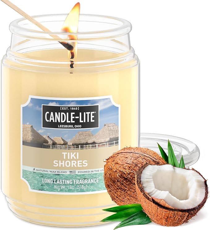 Candle-lite Scented Candles, Tiki Shores, 18 oz Jar, Proudly Poured in The USA by Candle-liteCompany