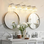 Aipsun Brushed Nickel Bathroom Lighting Fixtures 5 Light Vanity Light Crystal - Image 7