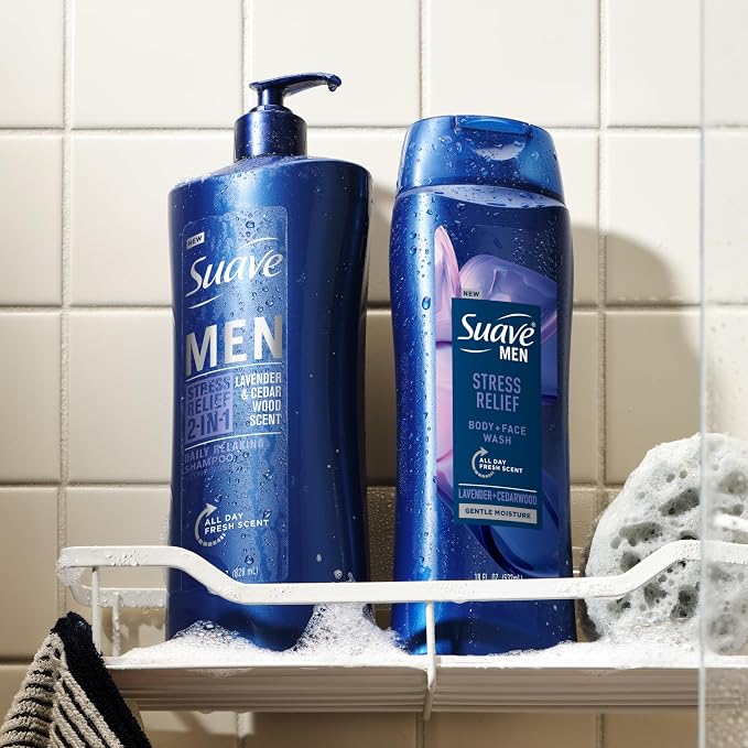 Suave Men’s Stress Relief Body + Face Wash, Gentle Moisture - Image 5