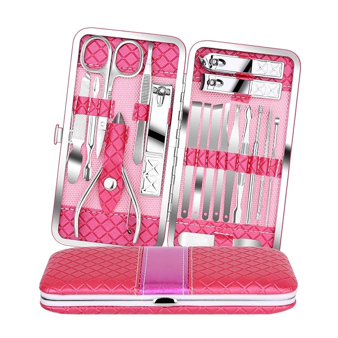 Teamkio 18pcs Manicure Set Pedicure Nail Clippers Set Travel Hygiene Kit by Teamkio