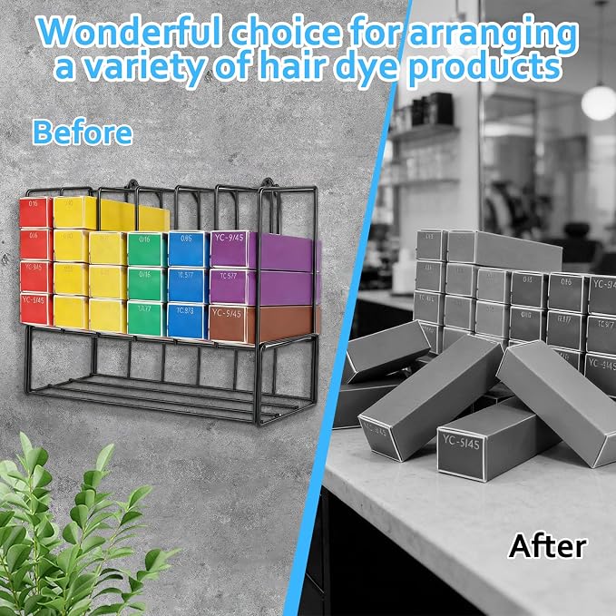 2 PCS Hair Color Organizer for Salon Storage Rack Wall Mounted Hair Color Racks - Image 4