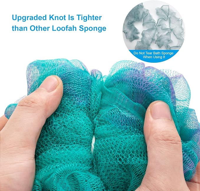 AmazerBath Shower Sponge Loofah Back Scrubber, PE Soft Mesh Loofah Body Scrubber - Image 2