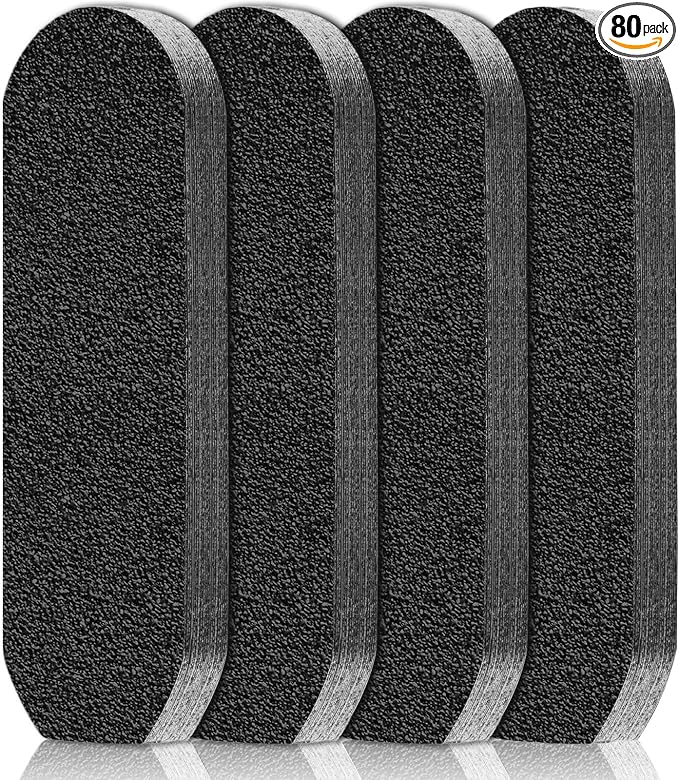Flutesan 80 Pcs Stainless Steel Foot File Refills 100 Grit Replacement Pads by Flutesan