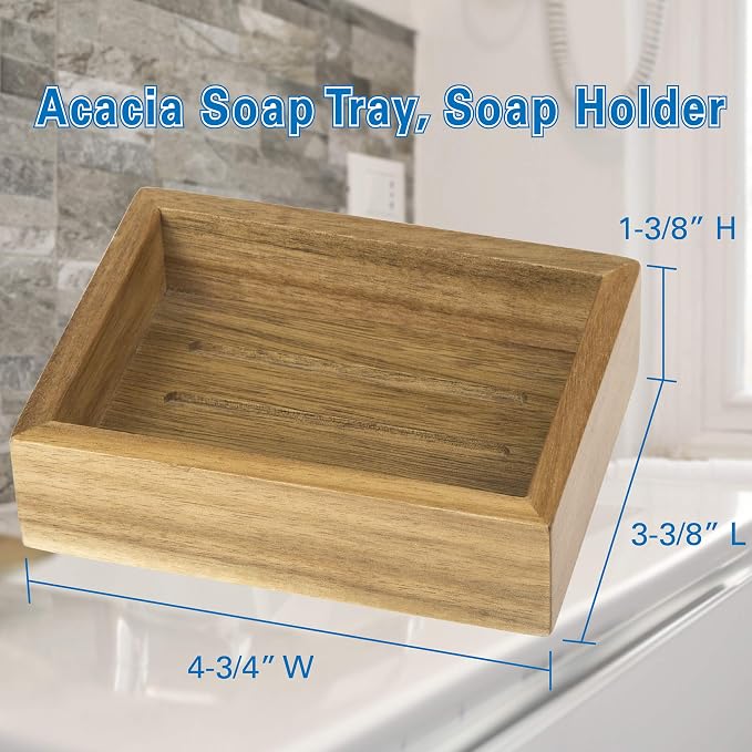 Creative Home 63068 Acacia Bath Rectangular Soap Dish, Soap Tray - Image 7