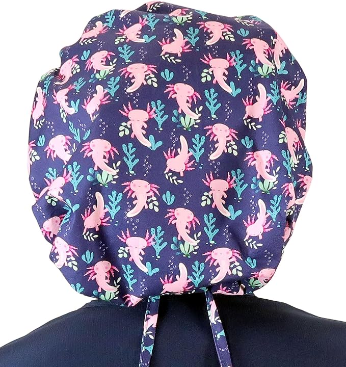 Sparkling EARTH Banded Bouffant Surgical Scrub Ponytail Working Caps and - Image 4