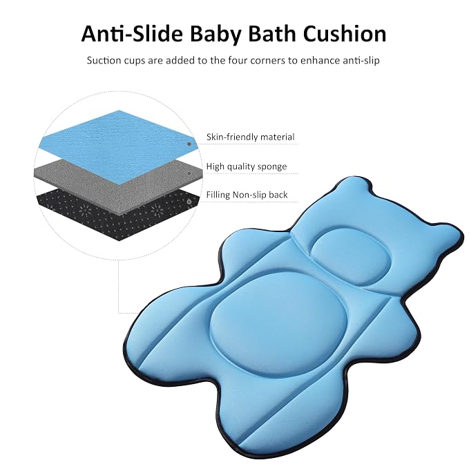Infant Baby Bath Cushion, Fits Inside Most Baby Bathtubs, Breathable Soft Baby - Image 5