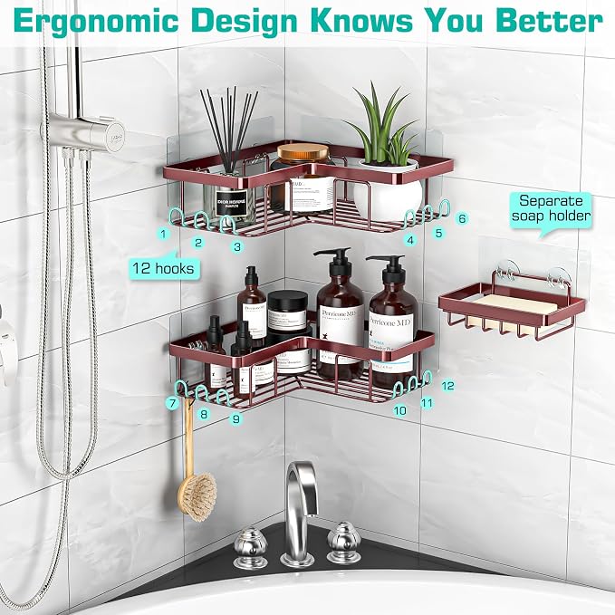 YASONIC Corner Shower Caddy, Rustproof Stainless Steel, No Drilling Wall - Image 4