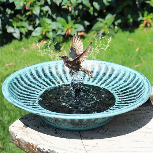 12.3" Solar Fountain Bird Bath for Outside, Metal Solar Bird Bath Fountains by AIHAOKAN