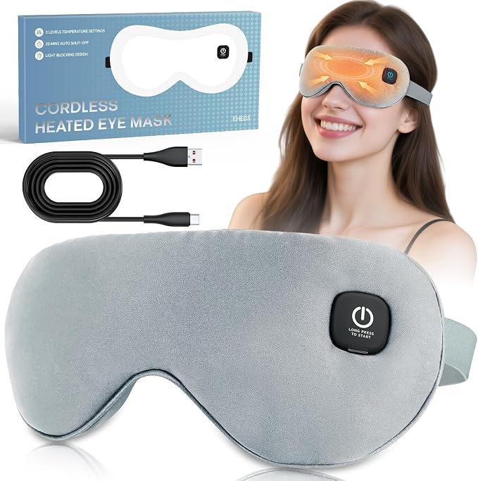 Cordless Heated Eye Mask for Dry Eyes Relief, by Visader