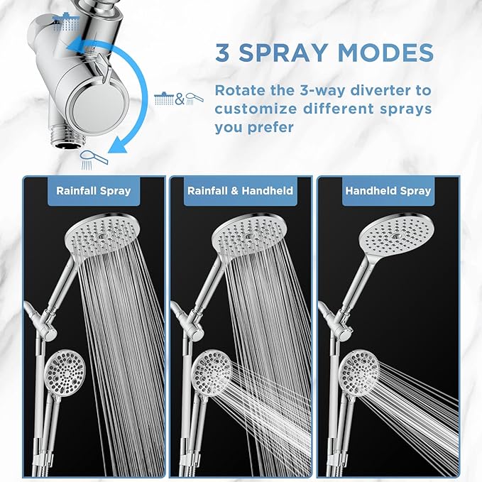 MakeFit Dual Filtered Rain Shower Head Combo, Handheld Shower Head - Image 5