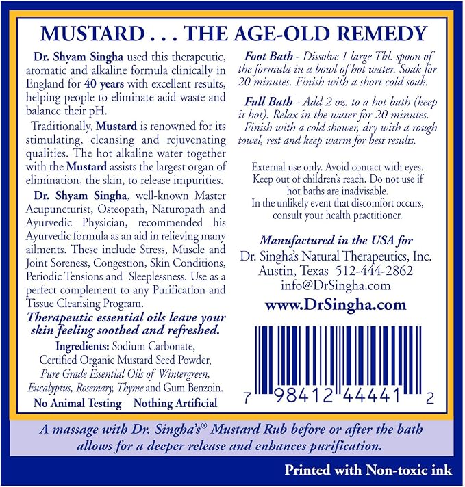 Dr. Singha's Mustard Bath, Therapeutic Bath Salts, 2 Oz - Image 2