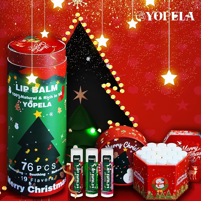 Yopela 76 Pack Christmas Natural Lip Balm Bulk - Image 3